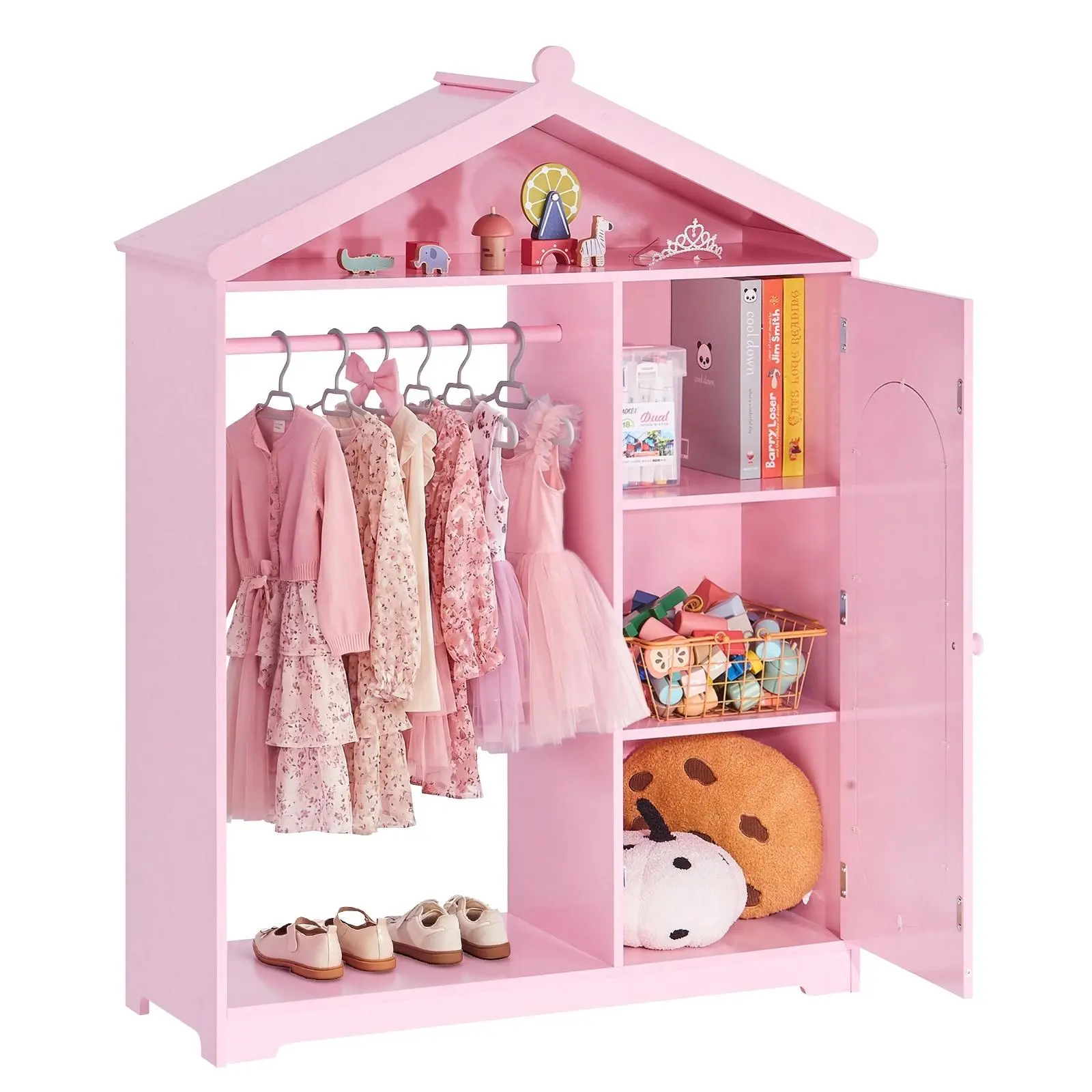 【SummerFinds】VEVOR Kids Dress Up Storage, with Mirror, Dress Up Closet, Kids Armoire Wardrobe Closet for Little Girls, Toddler Costume Organizer, Pretend Princess Storage Dresser, for Bedroom, Girls Room, Pink