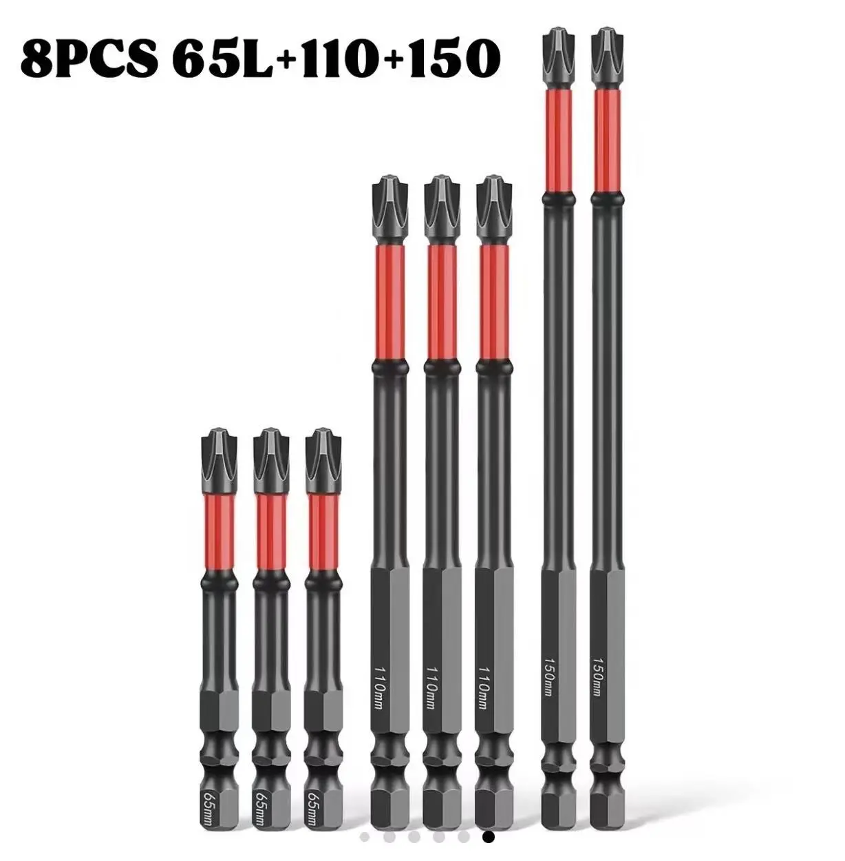 S2 Steel Impact Screwdriver Bit & Screw Extractor Set, 1/4" Hex Shank, 3 Sizes (65mm/110mm/150mm), Compatible with Power Drills, for Electrician Repair Tasks