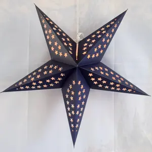 24" Navy / Dark Blue Paper Star Lantern, Hanging Wedding & Party Decoration