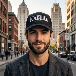 Detroit 313 Embroidered Hat Motor City Black Snapback Cap Streetwear