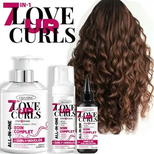 A set of 3 curls styling cream, including 280ml curls cream, 200ml curls mousse, and 100ml curls oil, rich in Moroccan argan oil. It provides long-lasting frizz control, elasticity, and fluffiness.