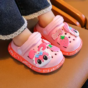 Kids Cartoon EVA Ultra Light Sandals Cute Animal Design Slip On Breathable Round Toe Shoes for Youngsters Girls Pink Bear Blue Cat Patterns Casual Attire Sandals