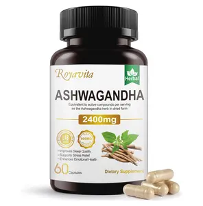 Ashwagandha Supplements 2400mg Organic with Black Pepper Vitamin B12 & B6 for Max Absorption Stress Relief Athletic Performance for Men & Women 60 Capsules