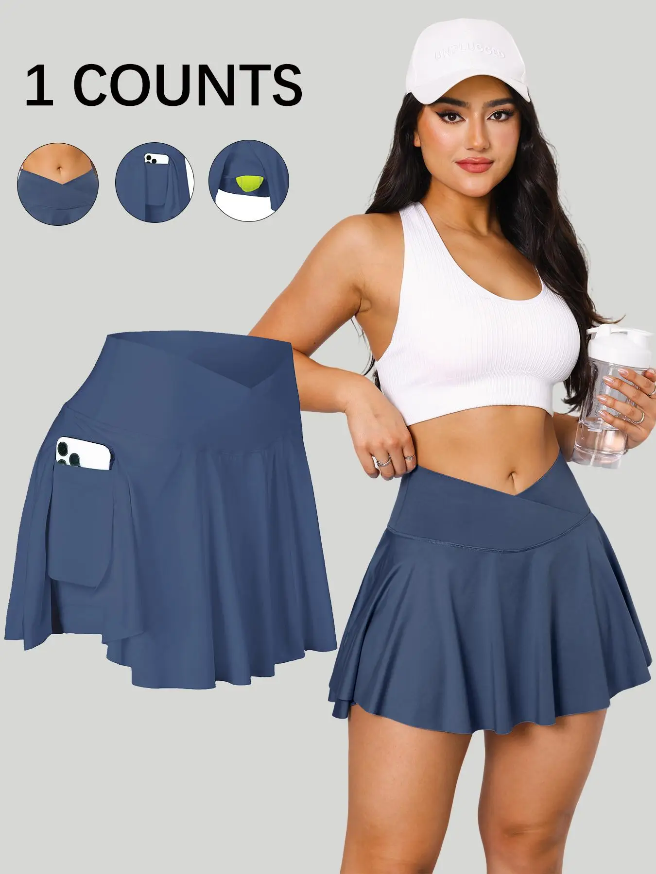 Women's Solid Color Pleated Skirt, Casual Sporty Mini Skirt for Tennis Golf Workout, Ladies Bottoms for All Seasons