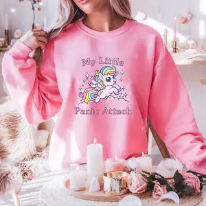 Panic Attack Sweatshirt - Unicorn Design for Comfortable Wear Womenswear Pullover Tops Crewneck