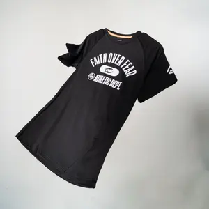FOF Athletic Dept. Black T-Shirt, Short Sleeve, Athletic Dept. Logo, "FAITH OVER FEAR" Text, Polyester Fabric, Day & Garment Wear