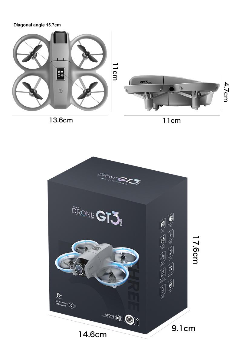 GT3 Drone - Ultra Lightweight Quadcopter With Dual Cameras For Safe, Stable Flights