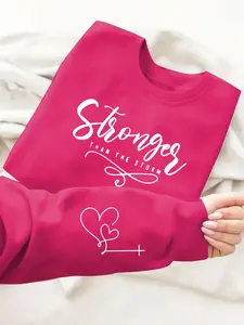 Women's Pullover Sweatshirt with Round Neck, Fashionable Trendy Letter Print for Spring & Autumn, Casual Sportswear for Women
