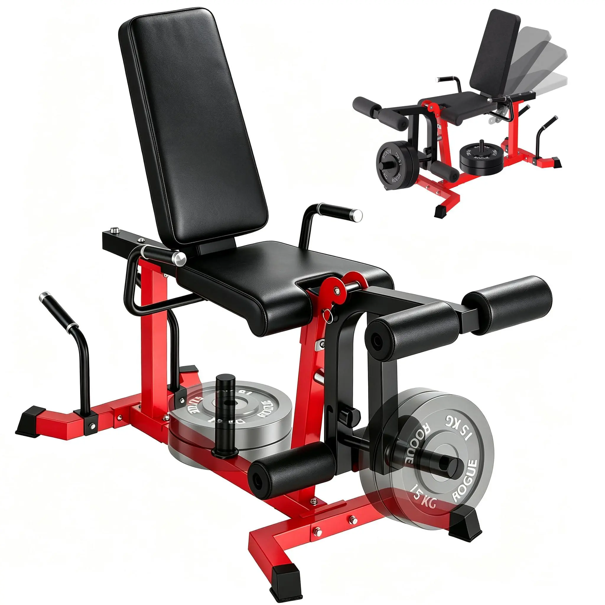 Adjustable Seated Leg Extension and Curl Machine (SUB1922) - Multifunctional Lower-Body Muscle Training Home Gym Equipment, Leg Extension Machine