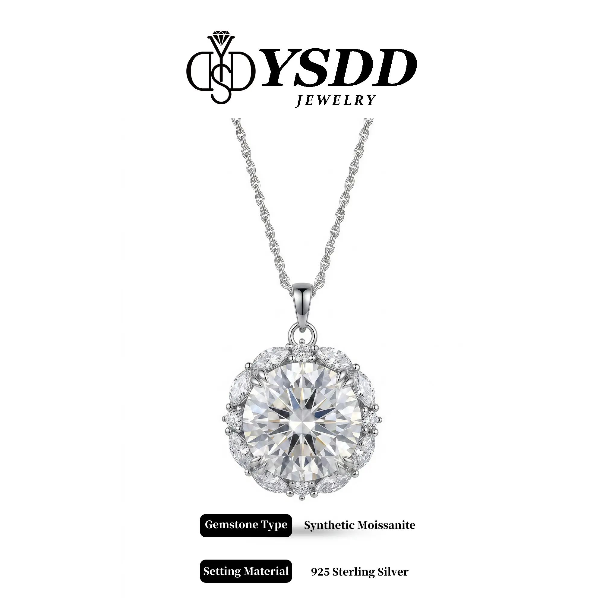 【#716 Dahlia】Luxurious 10CT Flower Pendant Anniversary/Special Occasion/Wedding Necklace vvs Synthetic Moissanite Necklace in 925 Sterling Silver