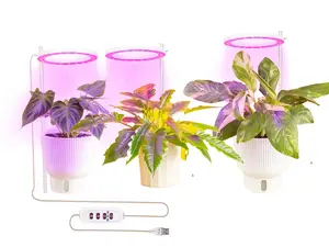 LED Ring Light Strips, 4 Circles, Pink and Purple, USB Powered, with Controller for dimming Adjustment, Three Types of Lights wavelenghts for Germinate, Growth and Blooming