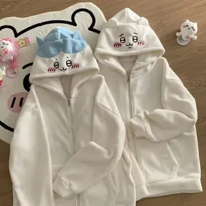 Chiikawa Animated Cartoon Cute Sweatshirt Hachiware Usagi Kawaii Loose Hooded Sweatshirt Spring and Autumn Coat