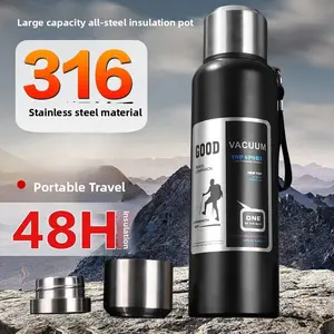 316 Stainless Steel Inner Vacuum Full Steel Insulated Kettle for Men Outdoor Travel Hiking Portable Large Capacity Insulated Cup