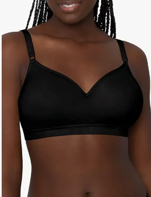 Fruit of the Loom Women's Seamless Wire-Free Push-Up Bra Black Everyday Wear Comfortable Bralette - Womenswear