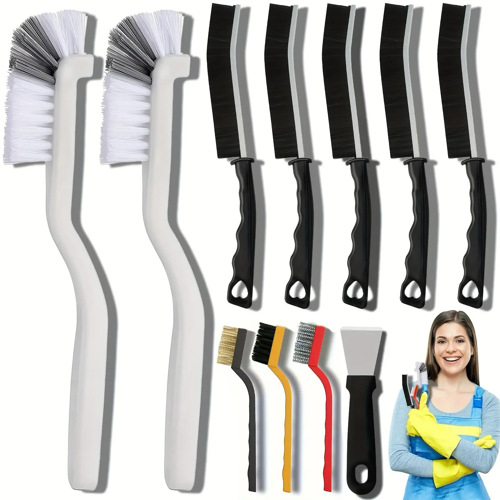 Kitchen Cleaning Brush Set, 11pcs/set Multifunctional Gap Cleaning Brush, Bathroom Cleaning Brush, Kitchen Bathroom Window Toilet Cleaning Brush Set,