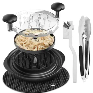 Chicken Shredder Large Chicken Breast Shredder Tool Twist with Brush&Fork, Visible Meat Shredder Machine, Strong Anti-Slip Strip, Ergonomic Handle, BPA Free, Suitable for Pork Beef Chicken