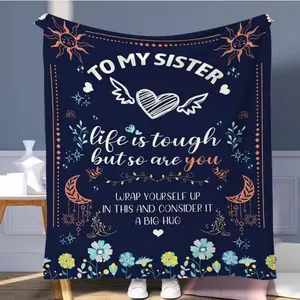 Letter Pattern Blanket, 1 Count Sister Themed Soft Air-conditioned Room Throw, Warm Nap Blanket for Home & Office & Travel, Slogan Print Blanket