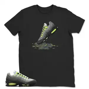 AM 95 Big Bubble Neon Yellow Black Cool Grey 2026 OG T Shirt Match Dripping Shoe Unisex Top