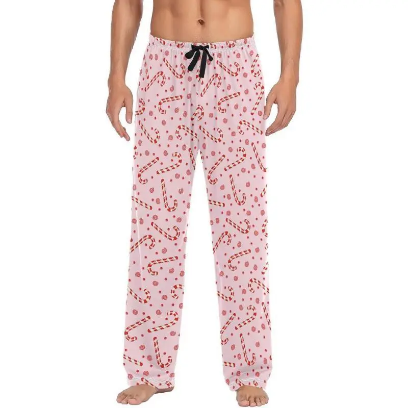 Funny Pajama Pants for Men, Lounge Pants Super Soft Men Pajama Bottoms with Pockets Drawstring, Pink Candy Cane Funny Pajama Pants for Men, Lounge Pants Super Soft Men Pajama Bottoms with Pockets Drawstring, Pink Candy Cane