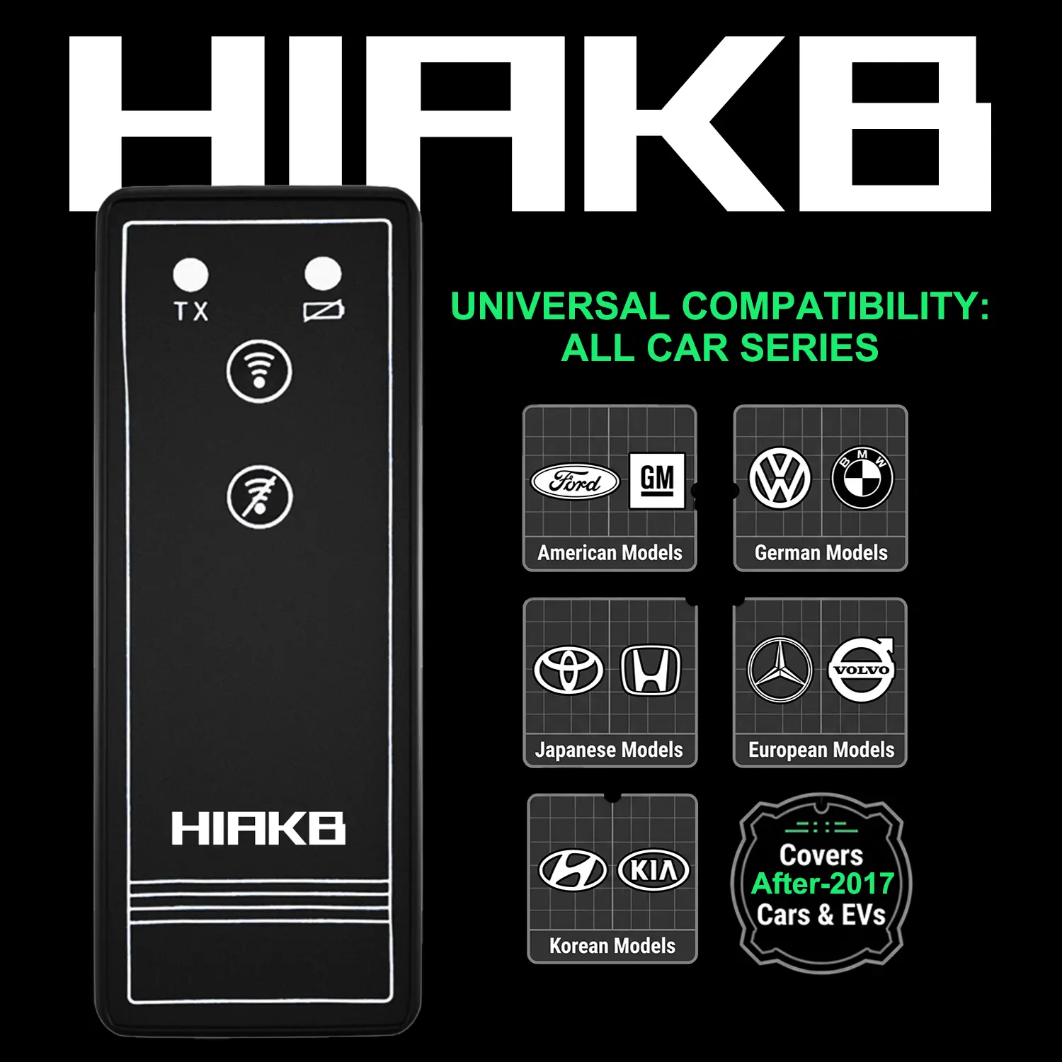 HIAKB ResetV2 TPMS Reset & Activation Tool, Car Diagnostic Accessory for 2017+ Gasoline & Electric Cars, 9V Battery Not Included, Not for Trucks, High-Accuracy Tire Sensor Match Tool, Activate/Reset/Match, All Oil Trucks And Trams Before 2017