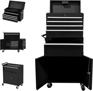 Rolling Tool Chest with Wheels and Drawers, Heavy Duty Removable Cabinet Storage Tool Box Organizer, Detachable Toolbox, Locking System, Metal Tools Cart for Workshop Garage