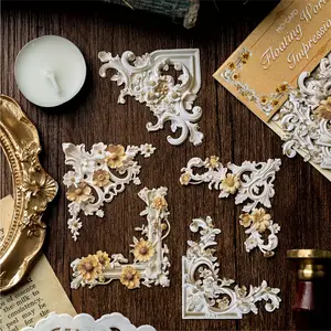 120-piece Vintage Lace Hollow Embossed Corner Frame Sticker Set — Comes in various styles and colors with embossed photo frame design. Suitable for handcrafts, scrapbooks, junk journals and decorative backing papers, with 6 styles in total.