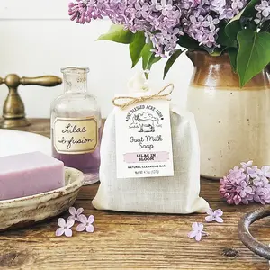 Lilac In Bloom Goat Milk Bar Soap, 4.5 oz Body Wash Body Cleansing Body Care Gentle Skin Repair Cleanser Lilac Scented