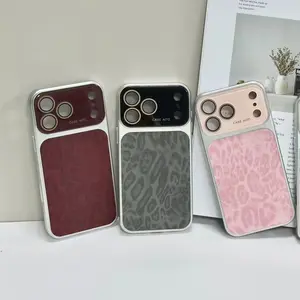 Leopard Pattern Window Phone Case, TPU+PC Shockproof Slim Protective Cover with Large Display Window Compatible with iPhone 14 15 16 17 Series Pro Max