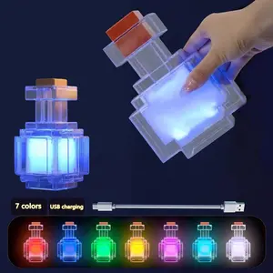MC Game Night Light Change Color Liquid Medicine Bottle Model Pixel Wind Peripheral Toy Rechargeable Led Light for Room decorate