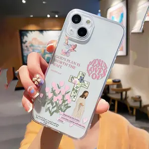 Jesus Cross & Butterfly Pattern Phone Case, Decorative Phone Protector Cover, Phone Accessories Compatible with iPhone