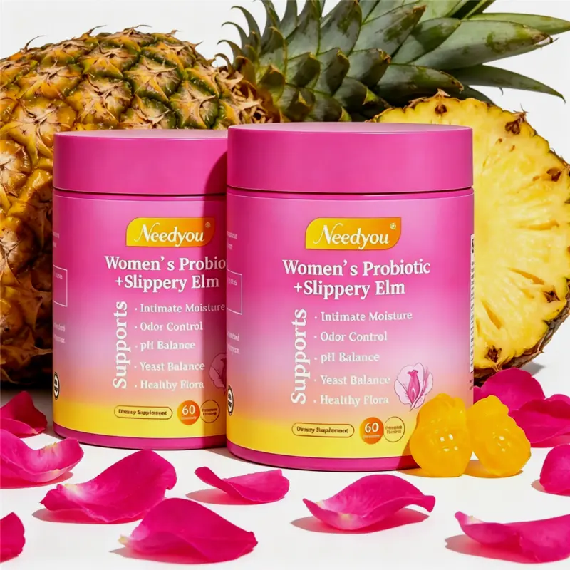Her Juicy Feminine Probiotics Gummies – pH Regulating Probiotic Gummies with Slippery Elm, Prebiotics & Lactobacillus, Supports Healthy Vaginal Environment, Hawaiian Pineapple 60 Counts