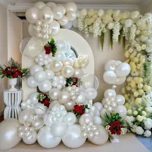 140Pcs White And Pearl White Balloon Arch Garland Kit,For Wedding Valentine Mather's Day Baby Bridal Shower Birthday Anniversary Decorations