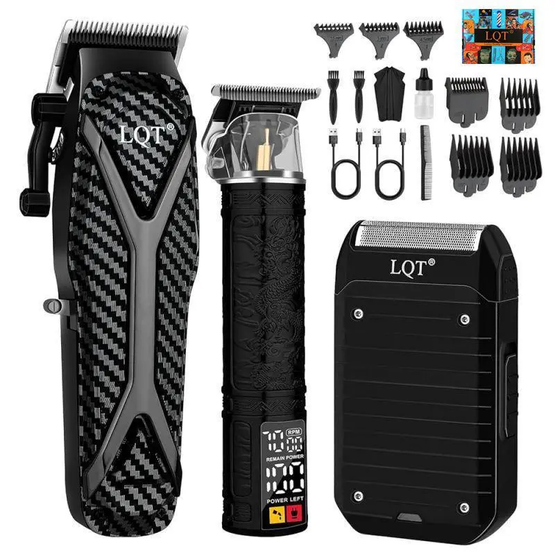 LQT 3-in-1 Professional Grooming Kit for Men with Cordless Hair Clipper, 0-Gap Trimmer, and Rechargeable Electric Shaver