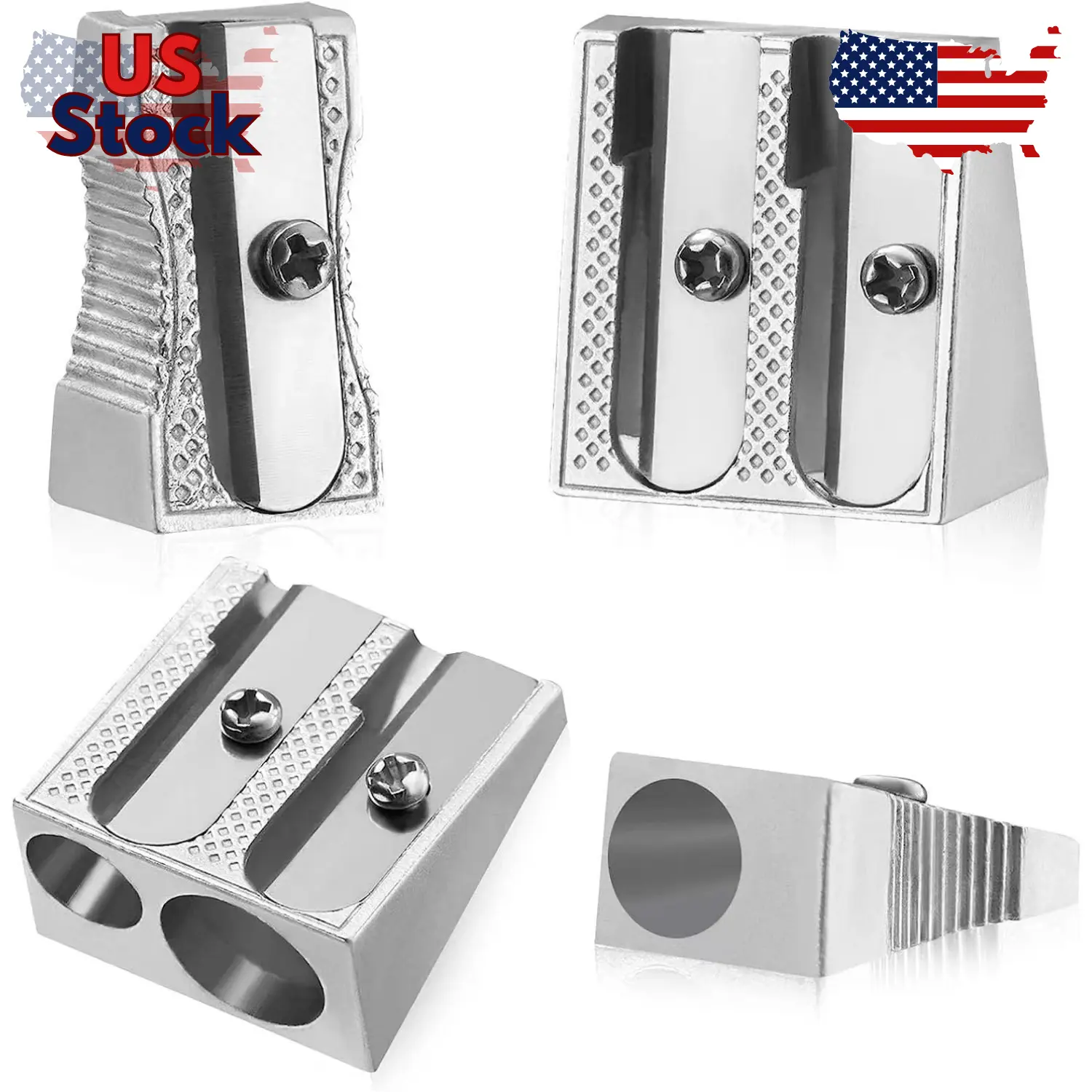 Metal Pencil Sharpeners, 4pcs Manual Double Hole Pencil