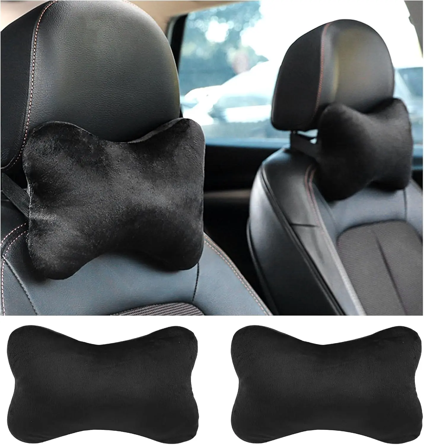 2PCS Car Headrest Pillow,Soft & Comfortable Car Neck Pillow for Driving Fatigue Relieve,All-Season Universal Cars Head Rest Pillows Automotive Interior Accessories for Cars,SUVs