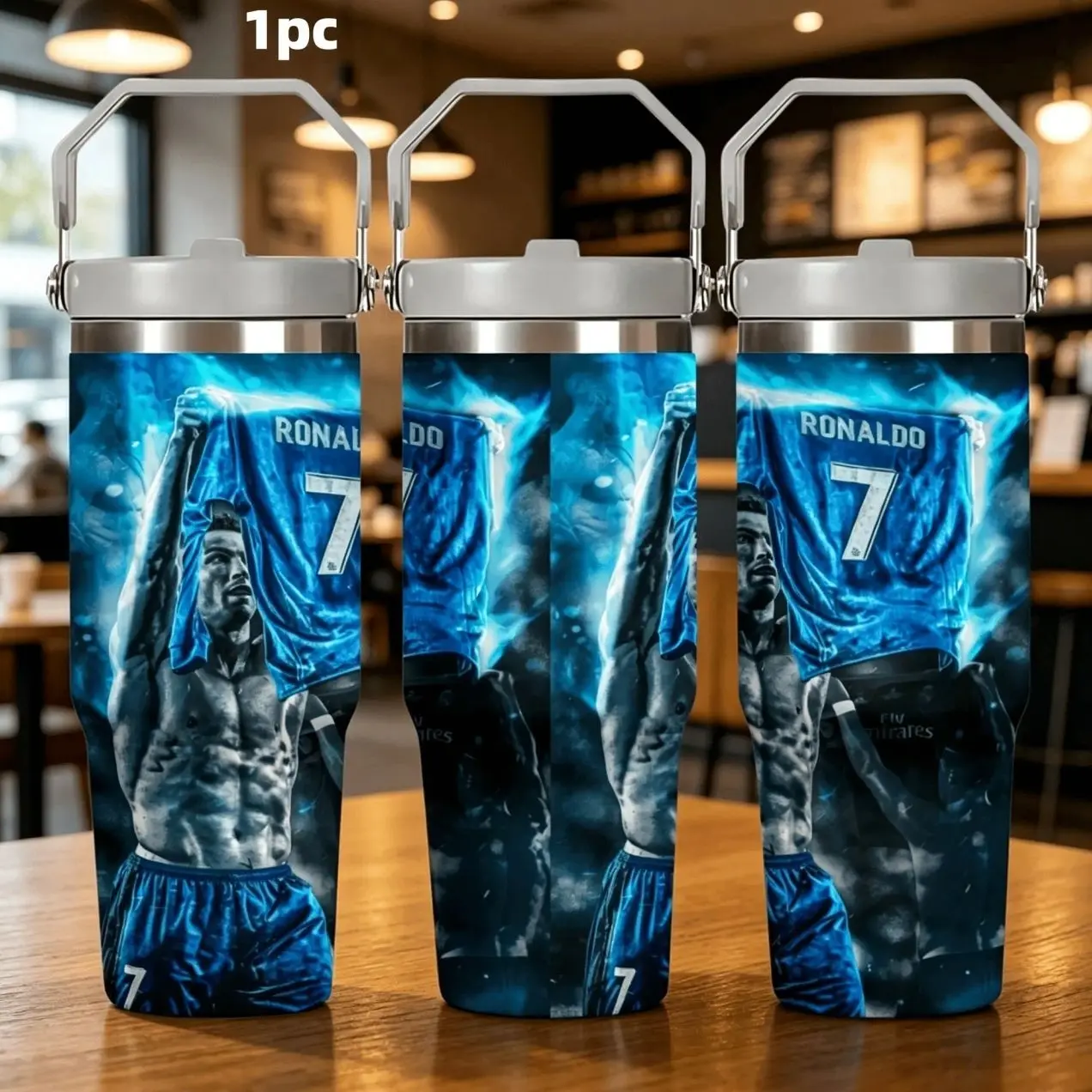 1pc 30oz stainless steel insulated drink tumbler - Star Player large capacity portable water bottle - Great gift for football fans - Suitable for outdoor and indoor use, a personalized gift