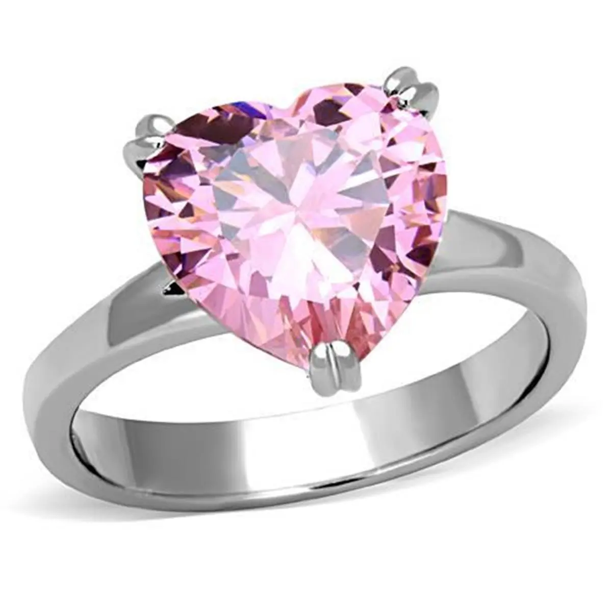Alamode TK1513-6 Women High Polished Stainless Steel Ring with AAA Grade CZ in Rose - Size 6