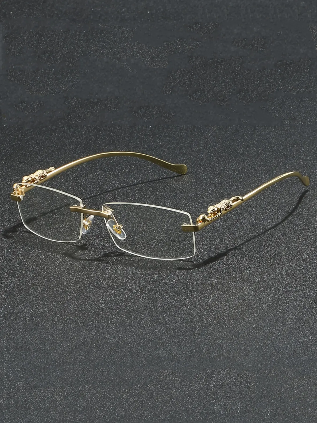 Men's Metal Frameless Luxury Leopard Leg Decorative Glasses, Rimless Eyeglasses, Casual Style, Suitable for Parties and Daily Wear, All Seasons, Fashion Eyewear, Stylish Eyewear, Party Eyewear, Trending Glasses