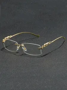 Men's Metal Frameless Luxury Leopard Leg Decorative Glasses, Casual Style, Suitable for Parties and Daily Wear, All Seasons
