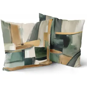 Giwawa Sage Green Gold Pillow Covers Abstract Design Green and Gold Throw Pillow Covers Set of 2 Matching Pairs Modern Minimalist Square Pillow Case for Sofa Bed Living Room Home Decor 18 x 18 Inches