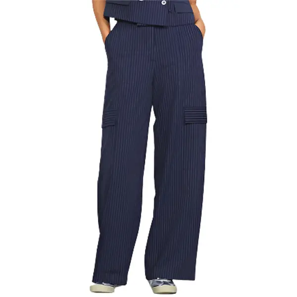 Pinstripe Cargo Pocket Wide Leg Pants - Detailed Product Information Not Provided
