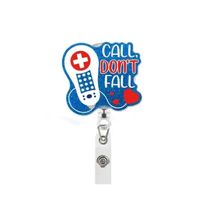 Call Don't Fall Badge Holder, Retractable Badge Reel, Round Badge Holder, Removable Cardholder, Identification Badges & Supplies for Nurse, Student, Office Worker