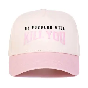 Embroidery My Husband Will Kill You Two Tone Trucker Hat, Funny Wife 2 Tone Hat, Husband Joke Cap, Humor Embroidered Casual Hat, Wife Gift