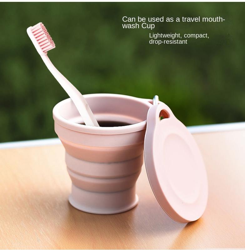 Adventure Series Foldable Silicone Outdoor Camping Cover Compressed Water Cup Portable and Retractable Mouthwash Cup