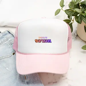 Student Nurse Hat Backwards Lettering, Foam Trucker Hat, Trendy Mirror Text Cap, Nursing Student Gift, Orange/Coral/Purple Text Color