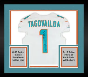 Framed Tua Tagovailoa Miami Dolphins Autographed Game-Used #1 White Jersey vs. Jacksonville Jaguars on September 8, 2024 with Multiple Inscriptions - Fanatics Authentic Certified