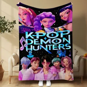 Stylish Dreamlike K-Pop Hunter Flannel Blanket, Soft Warm Throw for Bedroom Living Room Decor, Perfect Gift for Fans & Trendy Home Accessories