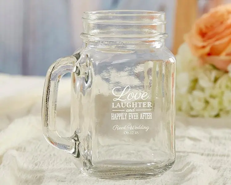 Kate Aspen 30036NA-WD 16 oz Personalized Mason Jar Mug - Wedding