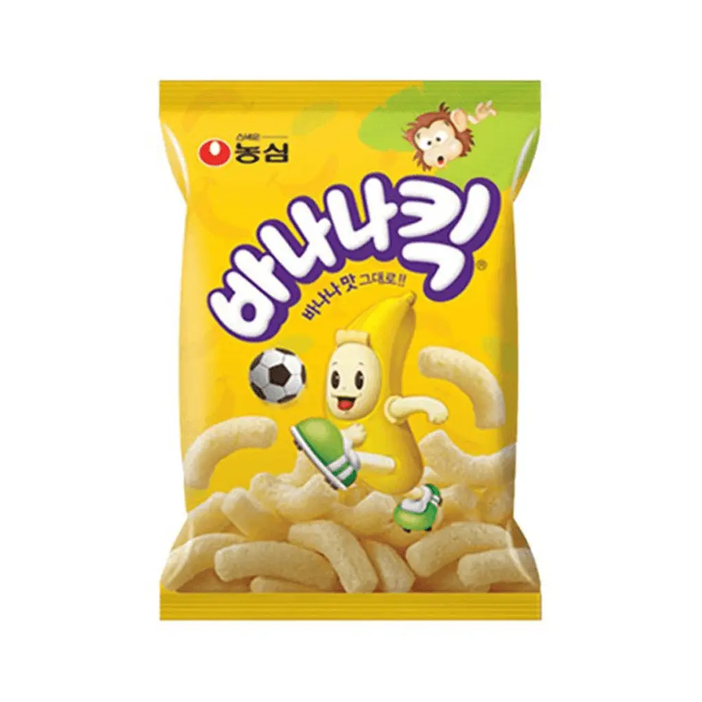 Nongshim Banana Kick Crisp Puffed Snack - Ambient, 45g, Contains Corn, Creamy Banana Taste, Crisp Melt-In-Your-Mouth Bite