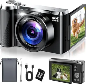 4K Digital Camera for Photography- 56MP Autofocus Vlogging Camera with 3" 180° Flip Screen, 16X Zoom, Flash- Digital Point and Shoot Camera for Travel & Home- Portable Gift for Teens & Beginners